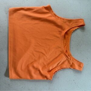 Vibrant Orange Ribbed Tank Top